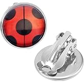 Ladybug Clip on Earrings, Stylish Round Black Spot Red Studs Ladybug Earrings Studs Gifts for Girls