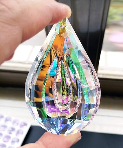 H D Regenbogen Anhanger Kristall In Tropfenform Prismen 76 Mm Amazon De Garten