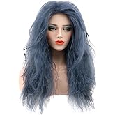karlery Adult Women Dark Blue Long Curly Wig Halloween Cosplay Witch Wig Costume Party Wig