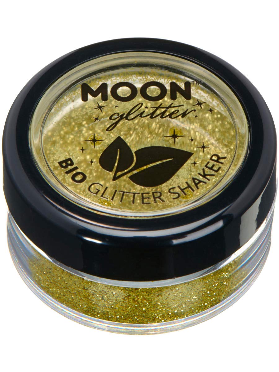 Moon Glitter Biodegradable Eco Glitter Shakers 100% Cosmetic Bio Glitter for Face, Body, Nails, Hair and Lips - 5g - Gold