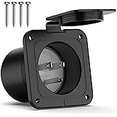 BEBOBLY 15 Amp AC Port Plug, 125V NEMA 5-15 Shore Power Inlet Socket with Waterproof Cover, 2 Pole 3-Wire AC Flanged Inlet fo