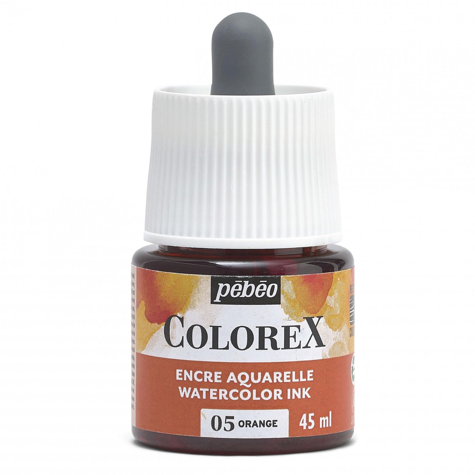 Pébéo - Colorex Ink 45 ml Orange – Colorex Watercolour Ink Pébéo – Orange Ink Velvety Rendering – Multi-Tool Drawing Ink for All Media – 45 ml – Orange