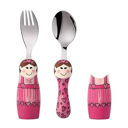 Eat4Fun Duo Kids Stainless Steel Cutlery Set, Ballerina, Multi Color