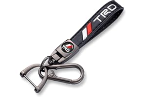 GOSHINETY Genuine Leather Car Keychain for Toyota TRD Sequoia Tundra Tacoma 4Runner Trucks Car Key Chain for Men and Women Family Present Key Ring Accessories(Black)