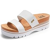 Ustogi Women's Higher Platform Sandals Arch Support Beach Slides for Woman Orthotic Summer Causal Cork Footbed Slip on Cushion Cute 2 Strap Flatform 2.2IN sandalias de mujer