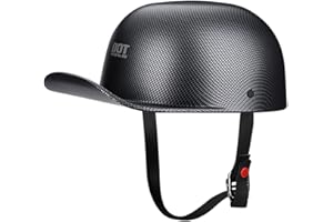 Woljay Vintage Open Face Motorcycle Helmet Retro Baseball Cap Half Helmets Women Men for Scooter Moped Cap Street Cruiser Jet - DOT Certified