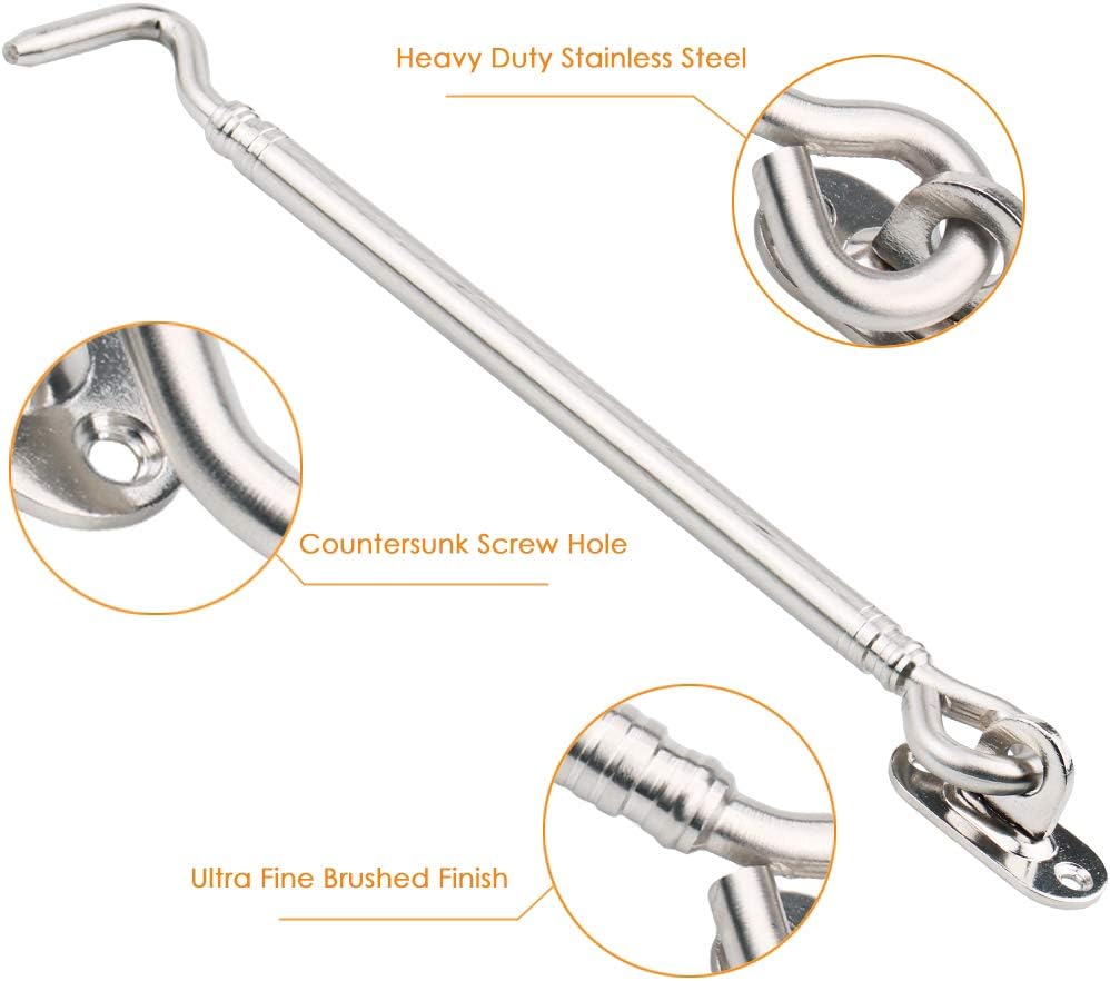 Stainless Steel Cabin Hook, Tiberham Heavy Duty Eye Latch Lock - Image 3