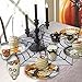 PartyTalk Halloween Spider Web Table Topper, 30-Inch Round Black Lace Tablecloth for Scary Movie Night Halloween Decorations