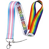 Trans Transgender Gay LGBTQ Pride Rainbow Flag You are Safe with Me Lesbian Queer Bisexual 17.7" Neck Lanyard Keychain Holder ID Badge Mobile Phone Pin Strap by Pinstant
