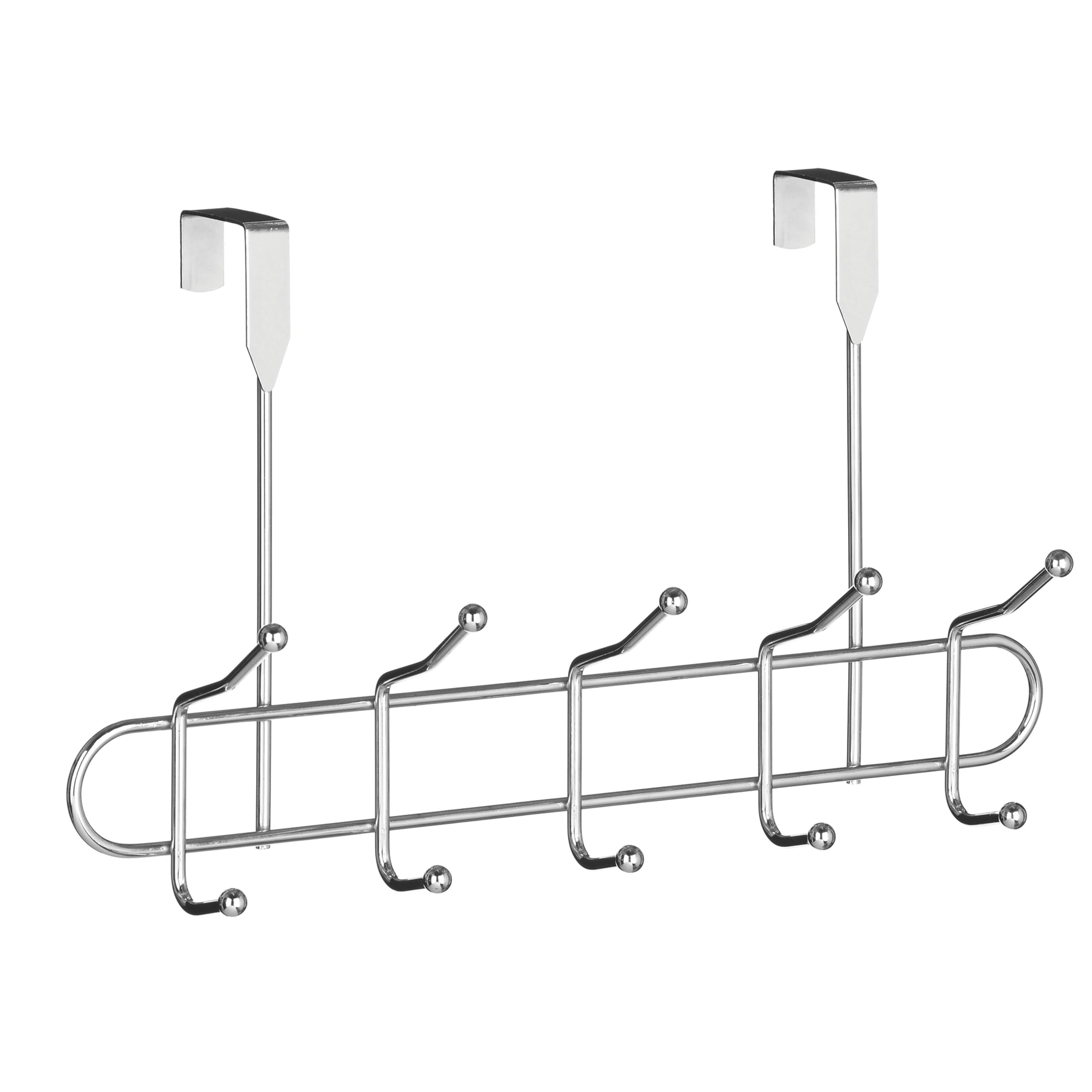 Premier Housewares Deluxe Chrome 10 Hook Over Door Hanger | Space-Saving Solution for Scarves, Caps, and Belts | Stylish and Durable Design for Home Organization