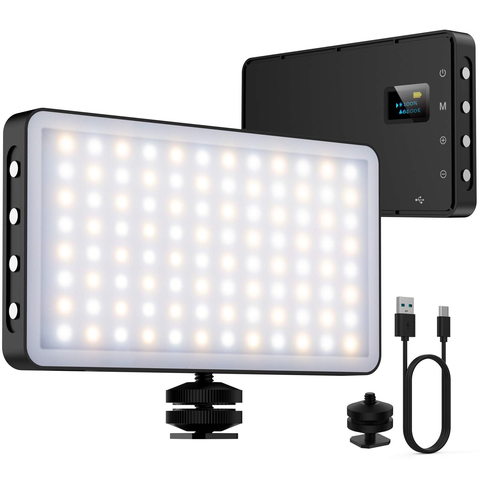 NinkBox LED Video Light,96 Dimmable LEDs Panel Camera Light with 3000K-6500K Bi-color CRI 95+ LCD Display Built-in 4000mAh Battery Portable Photo Lighting for Filming,Studio,Photography,Vlog