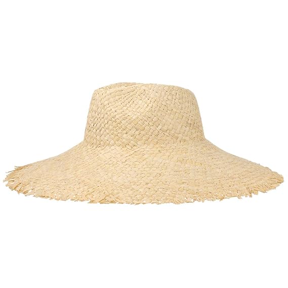 Lipodo Karibik Strohhut Damen/Herren | Sommerhut aus 100% Stroh | Hut in Einheitsgröße (58-61 cm) | ausgefranste Krempe (15 c
