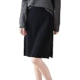 Ailaile Short Skirt Women's Fall Winter 100% Merino Wool Knitted Skirt Girl's Ribbed Elastic Waist Split Skirts
