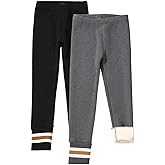 Chicduo 2 Pack Girls Fleece Lined Leggings Kids Cotton Winter Warm Leggings Girls Thick Thermal Stretchy Pants