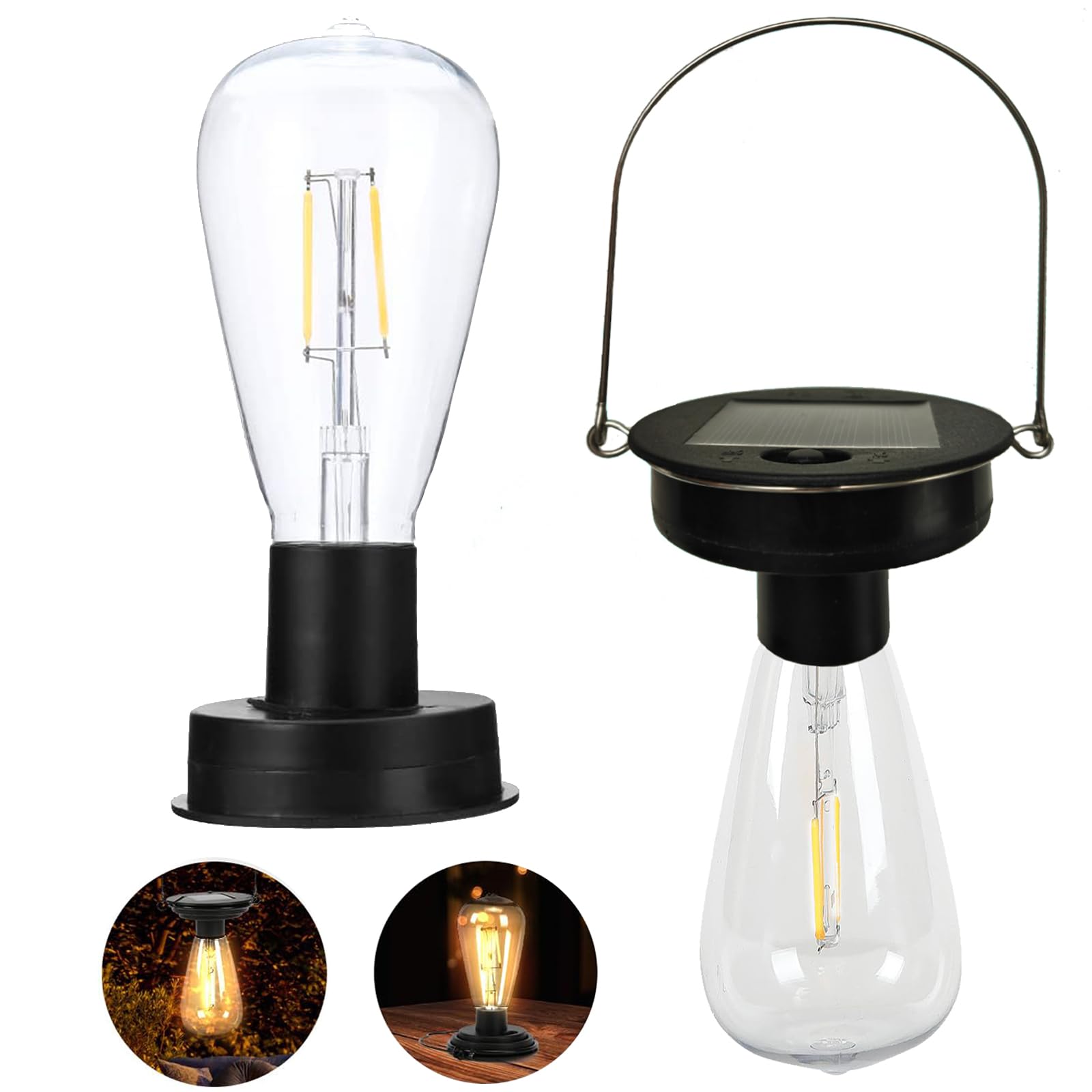 Nature's Accents 2 Pack Top 8cm / 3.14in Outdoor Solar Hanging Light Bulbs, Waterproof for Solar Lanterns