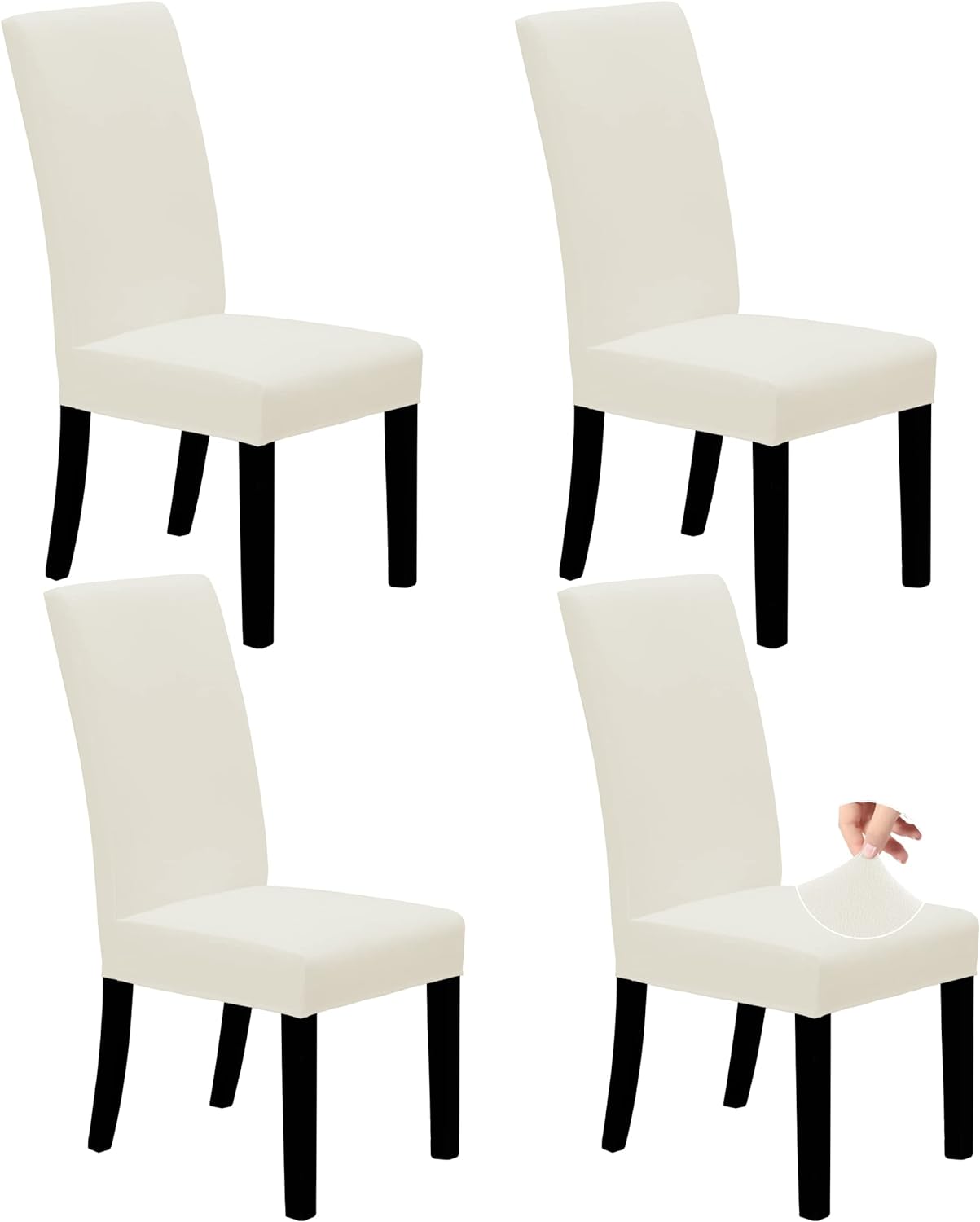 Slipcovers - Easy-Going Dining Chair Covers Stretch Dining Room Chair Covers Set of 4, Parsons Chair Slipcovers for Dining Room, Ceremony, Banquet, Ivory