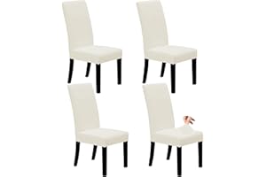 Easy-Going Dining Chair Covers Stretch Dining Room Chair Covers Set of 4, Parsons Chair Slipcovers for Dining Room, Ceremony, Banquet, Ivory