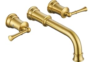 HANGORO High Flow Wall Mount Tub Filler with Rough-in Valve, Wall Mount Tub Faucet, Brass Roman Bathtub Faucet 2 Handle with 360° Swivel Spout, Brushed Gold(B2306-BG)