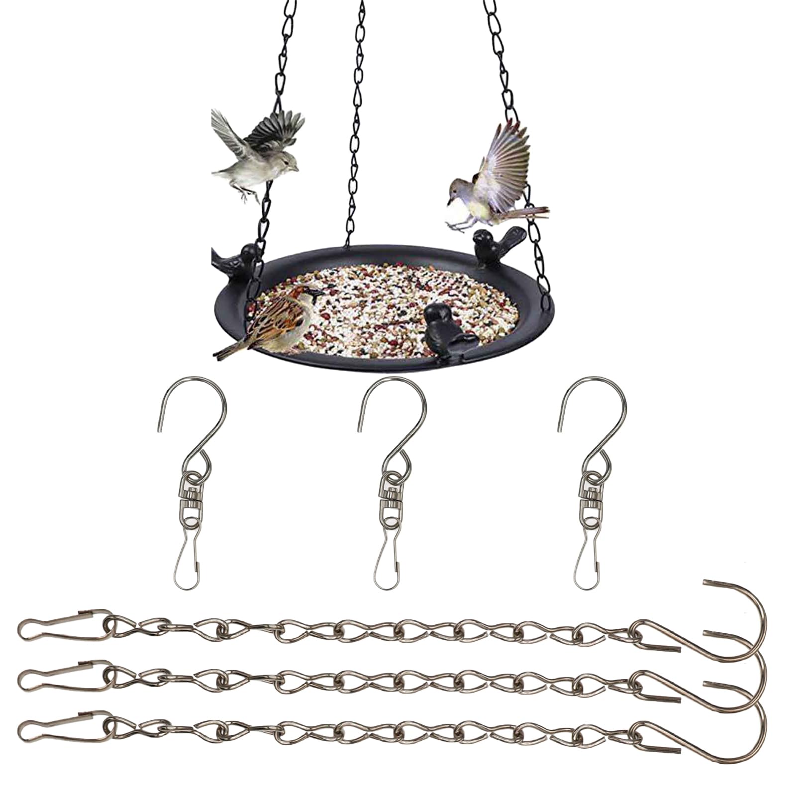 Vilbocr 3 Pack 9.5 Inch Hanging Chain for Hanging Bird Feeders, Birdbaths, Planters,Wind Chimes, Lanterns and Ornaments (Silvery)