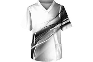 Men's Scrubs Tops Graphic 2025 Plus Size V-Ncek Short Sleeve Printed Working Nurse Uniform with Pocket