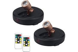 HEAGEERO Wireless Spotlights,Remote Control Accent Light,Battery Picture Light with 2 Remote,Rotatable Accent Light for Art Closet Wall Uplight(BK+RG)