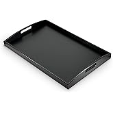 Bam & Boo Black Bamboo Serving Tray Extra Large with Handles for Food, Drinks, Storage, Decor, Vanity, Breakfast, Parties, Weddings, Picnics(23.6” x 15” x 2.35”, Black)