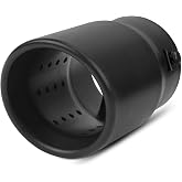 Vurkcy 2"-2.5" Inlet Diesel Exhaust Tip, 3.5" Outlet, 6" Overall Length | Adjustable,DoubleWall Stainless Steel Tail Pipe,fit for 2.0"/ 2.25"/2.5" OD Tailpipe,Bolt-On,Black