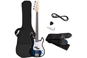 Goplus Electric Bass Guitar, Full Size 4 string with Strap Guiter Kit/w Carrying Bag, 2 Pickup, Perfect Bass for Beginners (B