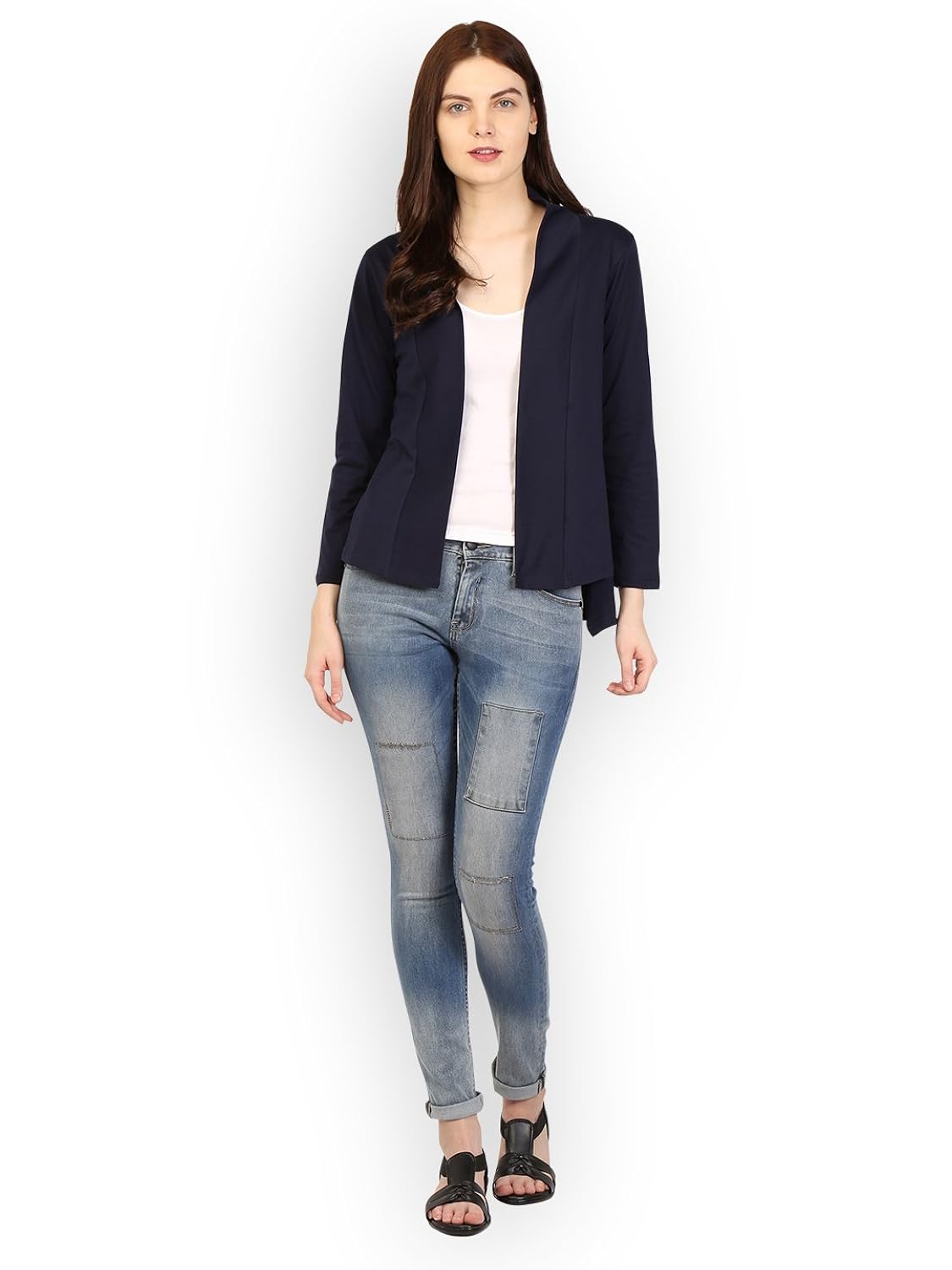 ten on ten women's navy blue cotton shrug