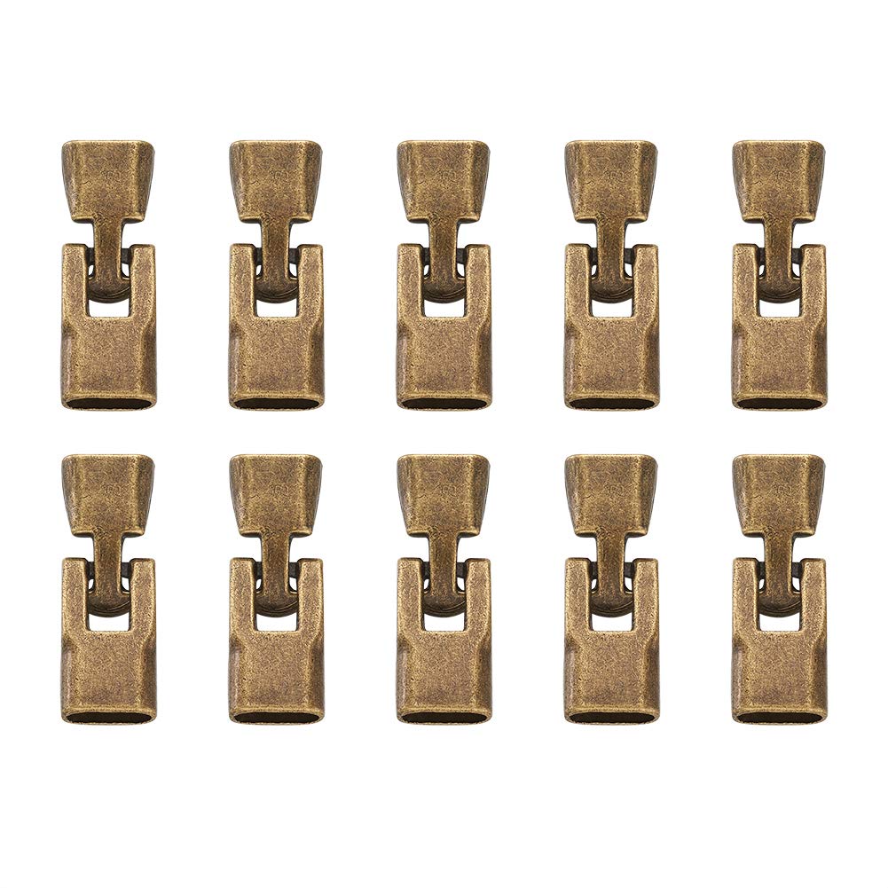PandaHall 20 Sets Antique Bronze Bracelet Alloy Flat Buckle Clasp Leather Cord End Cap Connector for Jewelry Making