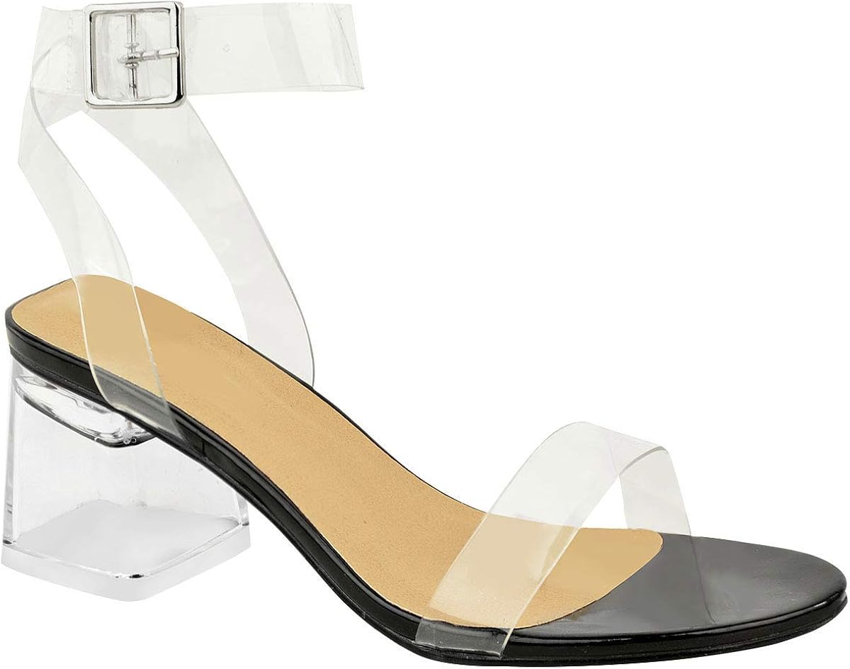 perspex low block heel