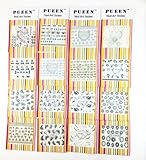 PUEEN 3D Nail Art Sticker Collection Set F2 - 16 Packs in Different Designs (Over 400 Stickers) Black & White Glitter Rhinestones 3D Lace Patterns Flowers Butterflies Hearts Nail Art Decal Decorations Stickers-BH000509