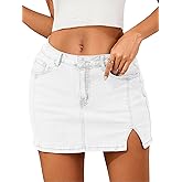 Bosmeer Jean Skirts for Women Stretchy Mini Skirt Side Slit with High Waisted Summer Casual Denim Skirt 2025 Trendy