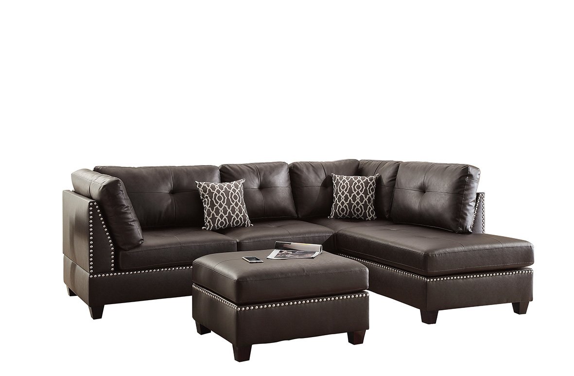Poundex Bobkona Viola Faux Leather Sectional