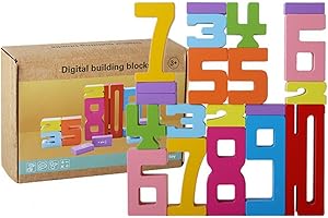 Wooden Number Building Block - Stacking Blocks for 3+ Years Old Kids, 3D Digital Blocks Toys, Balance Competition Toy, Educat