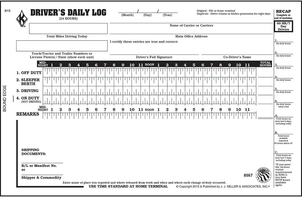 Amazon Com Driver Daily Log Book 5 Pk With Detailed Driver Vehicle Inspection Report 60 Hour 7 Day Recap Format B Book Format 2 Ply With Carbon 8 5 X 5 5 31 Sets Of Forms Per