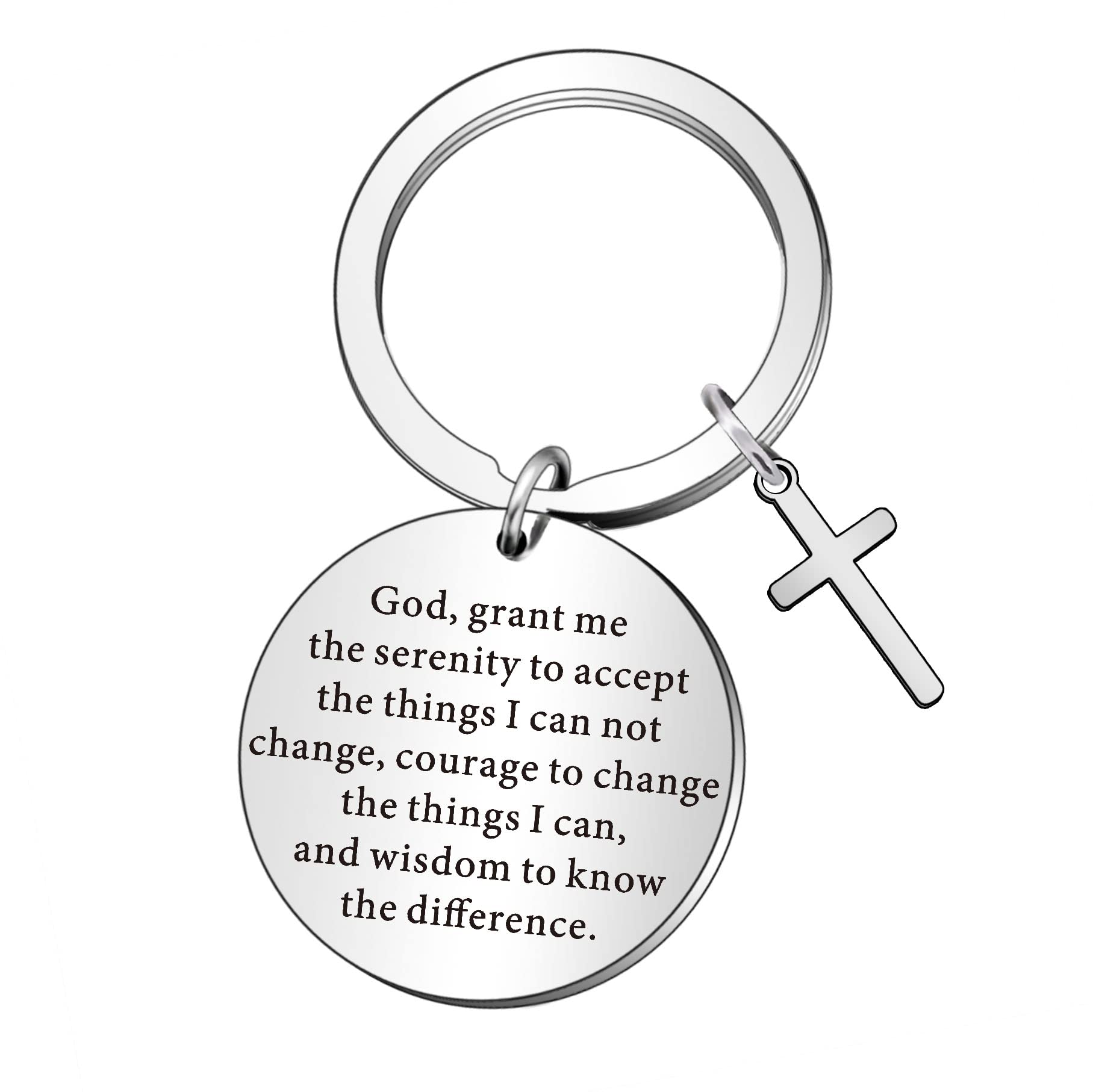 WTOPP Christian Keyring Serenity Prayer Gift Sobriety Recovery Gifts Inspirational Keyring Graduation Gift Religious Gift for Woman Men Teen Boy Girls Birthday Her
