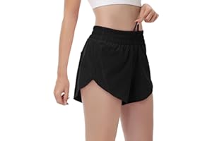 MCEDAR Women's Running Shorts Mesh Liner Quick Dry Athletic Gym Track Workout Shorts with Elastic and Zip Pocket