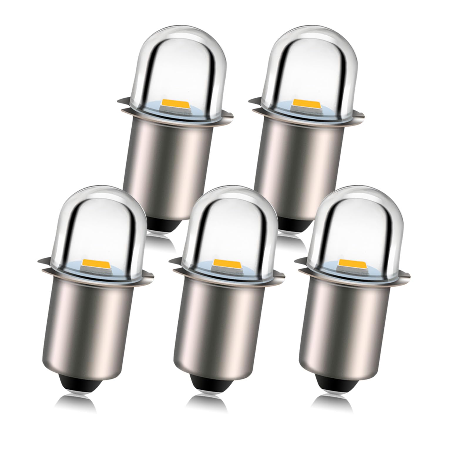 Ruiandsion Upgrade LED Flashlight Bulbs P13.5S Base Socket Warm White LED Bulbs 6V Replacement for Headlamp Flashlight Torch Lights, Negative Earth (Pack of 5) — image 1