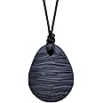 Munchables Tear Drop Chew Necklace - Sensory Chewable Jewelry (Wavy Charcoal)