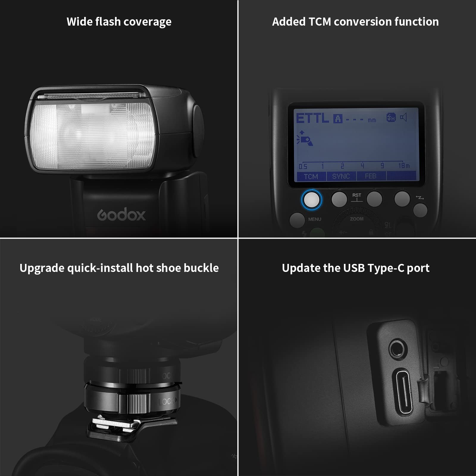 GODOX TT685II-S TTL High-Speed Sync 1/8000s GN60 2.4G Wireless Master Slave Off Flash Speedlite Speedlight Compatible for Sony Cameras with Diffuser, Filter, USB Light
