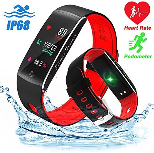 Qiwoo Fitness Tracker IP68 Waterproof Sports Smart Watch with Blood Pressure Oxygen Heart Rate Sleep Monitor for Women Men Kid Wristband Watches Swim Run Pedometer Activity GPS Tracker for iOS Android