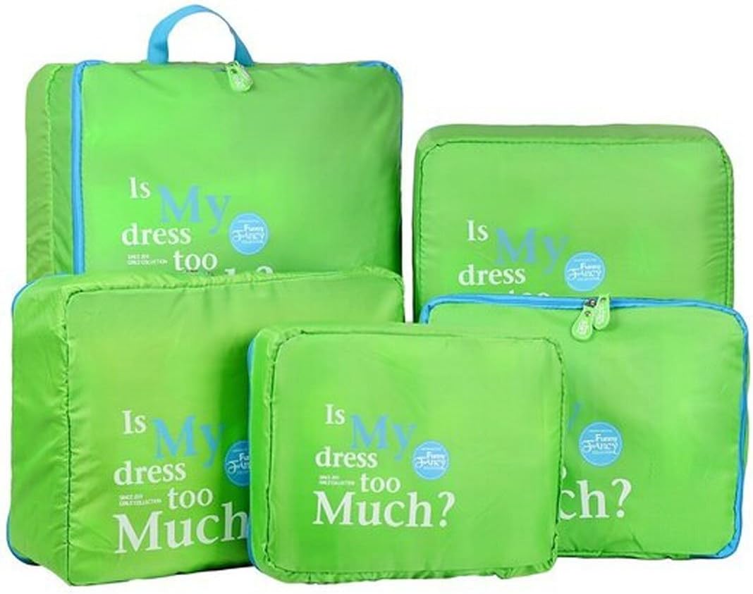 LerBen® 5pcs Travel Essential Bag-in-Bag Travel Luggage Organizer Storage Handle Bag Pouch Set Green