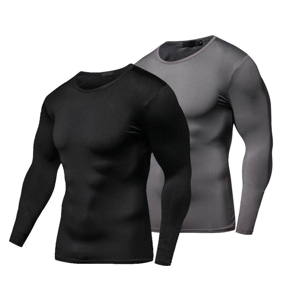 FITIBEST T Shirt Homme Compression Séchage Rapide à Manches Longues 2 Pièces