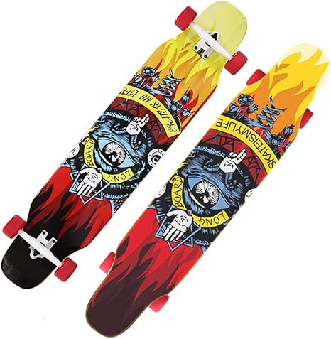 Amazon Co Jp ロングボード 46インチ8階建てメープルデッキ ティーン 大人 女の子 クルージング カービング フリースタイル ダウンヒル用のフリースタイルスケートボードクルーザーのダンスドロップ ホーム キッチン