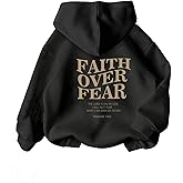 RoseSeek Boy's Faith Over Fear Hoodies Long Sleeve Letter Graphic Hoodies Sweatshirts Pullover Cute Clothes