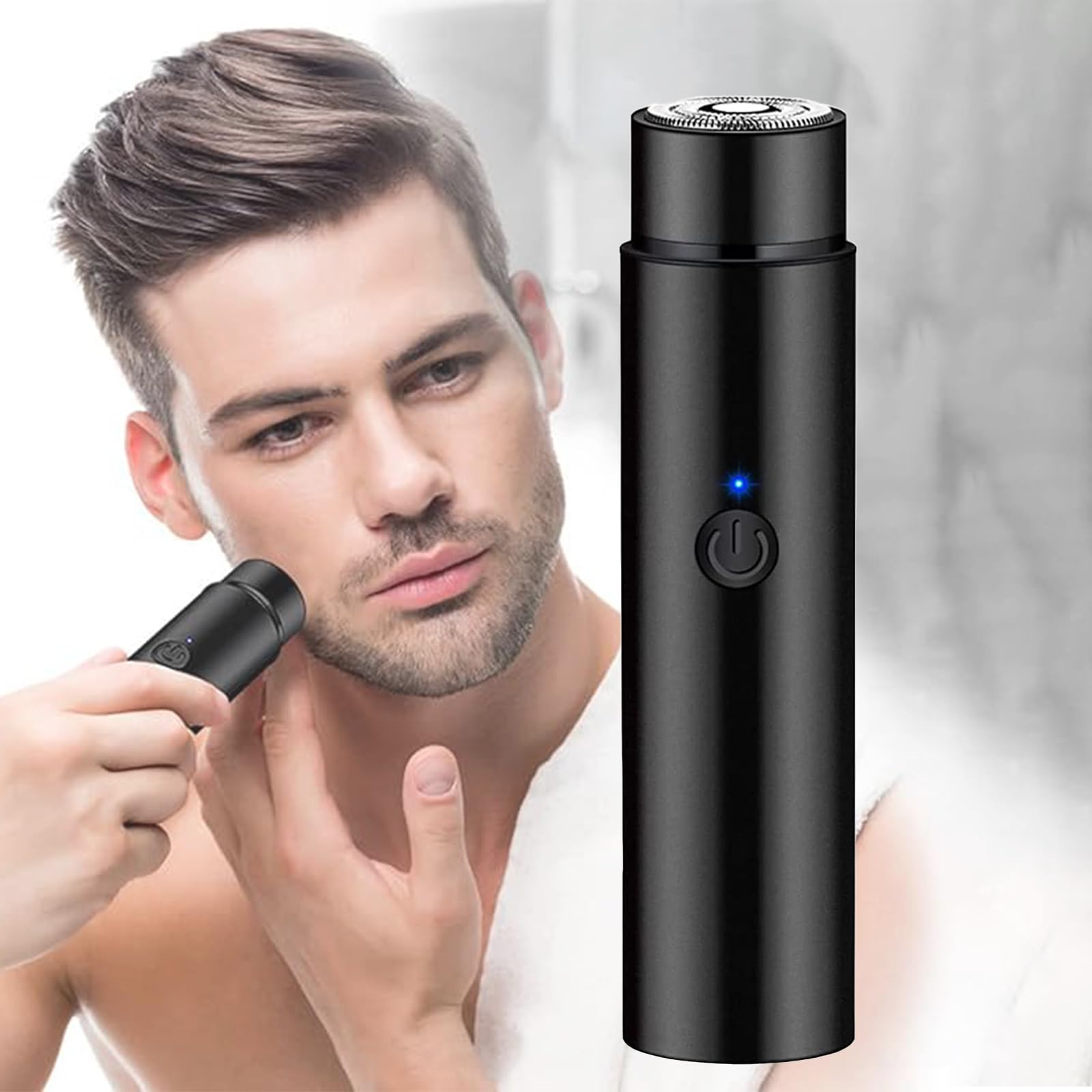 Peixiong Mini Electric Shaver, Portable Rotary Men's Razor, Cordless USB Rechargeable Waterproof Pocket Shaver for Travel or Home Use, Wet and Dry Use, 1 Count