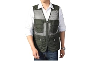Kedera Men's Safari Fishing Vest Summer Outdoor Mesh Work Journalist's Vest Jacket