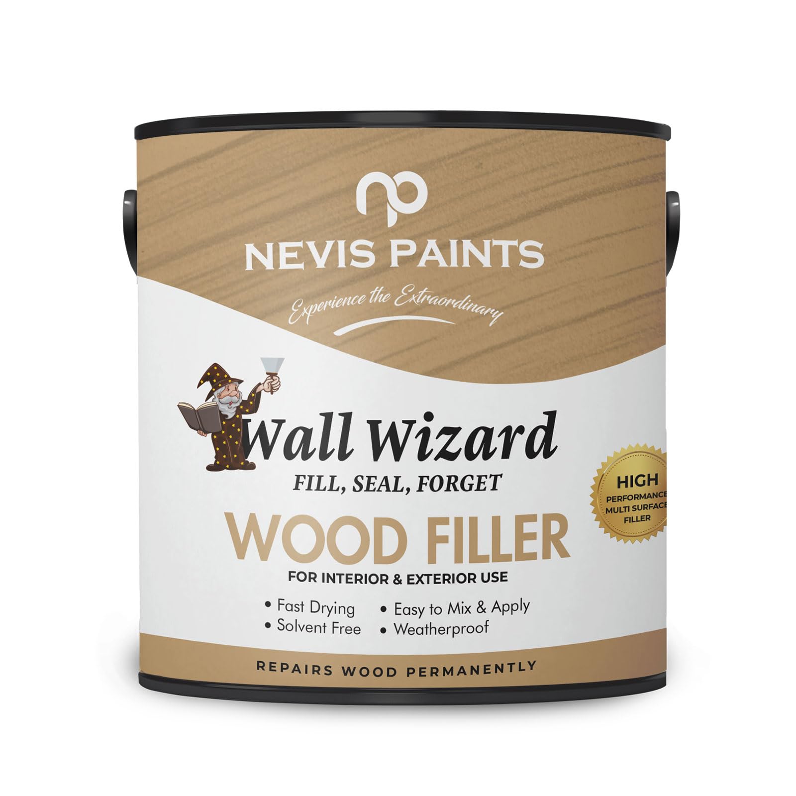 NEVIS PAINTS Wall Wizard Wood Filler - Premium Quality, Waterproof, Interior and Exterior, 500 ml/940g (Light Oak)