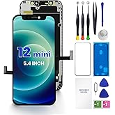 Genverdix for iPhone 12 Mini Screen Replacement 5.4&Prime; LCD Display Repair kit | Sensitive 3D Touch Full HD Repair kit, Digitizer Assembly with Tools Set, Tempered Glass Protector, Waterproof Frame Adhesive